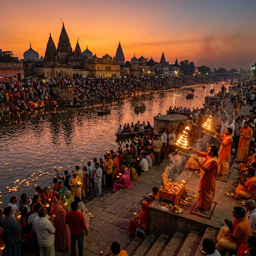 Rudra Tours & Travels guest trip moment in Ayodhya Saryu Ghat
