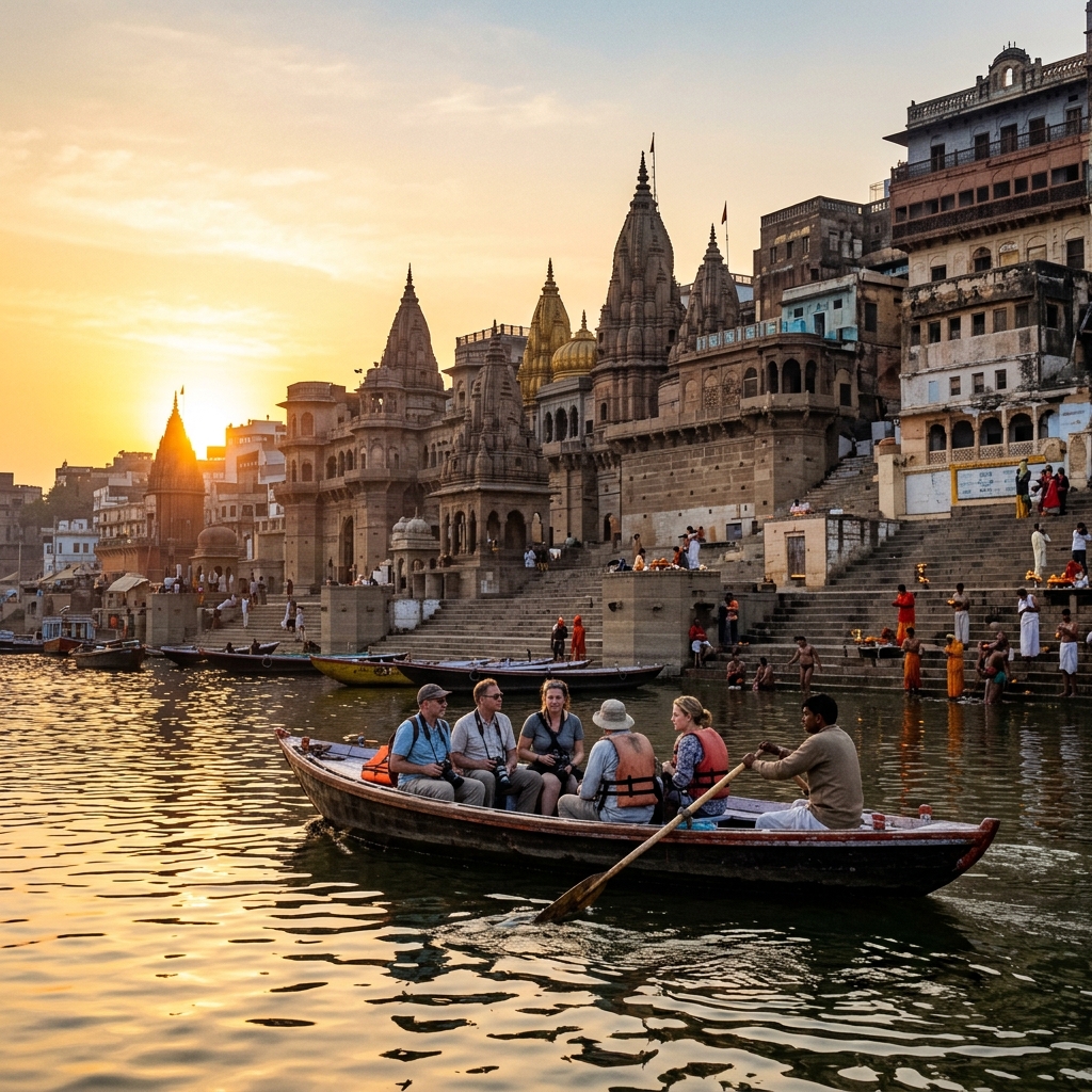 Rudra Tours & Travels guest trip moment in Varanasi Boat Sunrise